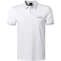 BOSS Green Herren Polo-Shirt weiß Baumwoll-Jersey Slim Fit von BOSS Green