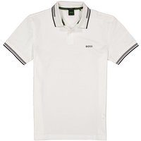 BOSS Green Herren Polo-Shirt weiß Baumwoll-Piqué Slim Fit von BOSS Green