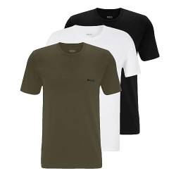 BOSS Herren TShirtRN 3P Classic Dreierpack Markenunterwäsche T-Shirts aus Baumwolle, -968 Oliv/Schwarz/Weiß, XXL von BOSS