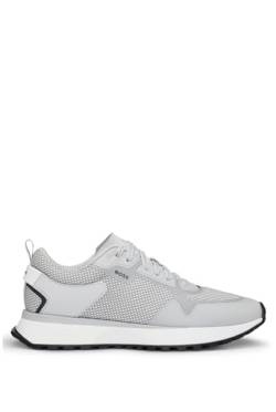 BOSS Herren Jonah Runn Sneakers aus verschiedenen Materialien mit Mesh und Logos Weiß 46 Größe 46 von Boss