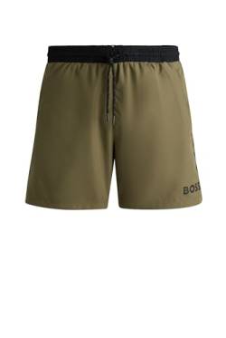 BOSS Herren Starfish Schnell trocknende Badeshorts mit Logo-Print Khaki L von BOSS