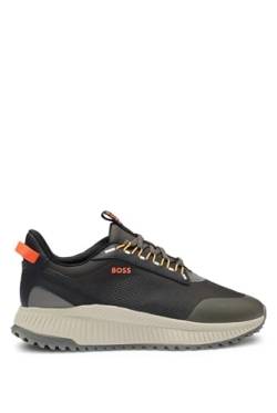 BOSS Herren TTNM EVO Runn TTNM EVO Regular-Fit Sneakers aus verschiedenen Materialien mit Gerippter Sohle Anthrazit 46 Größe 46 von BOSS