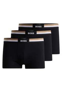 BOSS Herren Trunk 3P Motion Dreier-Pack eng anliegende Boxershorts aus Baumwoll-Mix mit kurzem Bein und Signature-Bund Schwarz M von BOSS