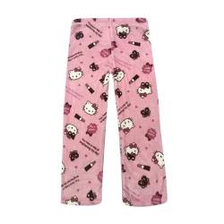 BOSSETY Hello Kἰtty Damen Schlafanzughose Hosen Lang Flanell Pyjama Hose Damen Schlafhose Weich Kawaii Pyjamas Anime Bequeme Warme Pyjamahose Lounge Hose Ideal zum Schlafen Warmes Geschenk für sie von BOSSETY