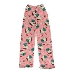 𝐇𝐞𝐥𝐥𝐨 𝐊ἰ𝐭𝐭𝐲 Pyjamahose Damen Lang, Schlafanzughose Damen Flanell Pyjama Hose Schlafhose Loungehose Anime Cartoon Weich Bequeme Warme Schlafanzug Hosen für Frauen Teenager Mädchen von BOSSETY