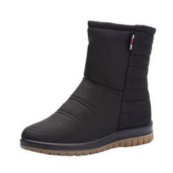 BOTCAM Damenschuhe, kältebeständig, Schneestiefel, Wolle, warme Schneestiefel, Freizeitschuhe, modische Skistiefel mit weicher Sohle Weiße 39 (Black, 38) von BOTCAM