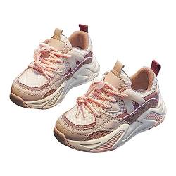 BOTCAM Frühling Und Multi Farbe Kontrast Mesh Atmungsaktive Leichte Anti Slip Kinder Mode Casual Sport Schuhe Turnschuh (Pink, 35.5 Big Kids) von BOTCAM