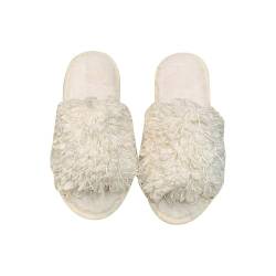 BOTCAM Halloween Weihnachtspantoffeln Urlaubspantoffeln Hausschuhe Slipper für Frauen Flauschige Hausschuhe für drinnen und draußen Damen Schuhe Elegant Mit Absatz (White, 36) von BOTCAM