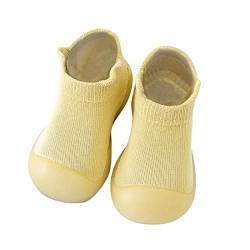 BOTCAM Kleinkind Kinder Kleinkind Neugeborenes Baby Mädchen Schuhe Solide Rüschen Weiche Sohlen Erste Antirutschschuhe Prewalker Sneaker Turnschuhe Gr. 22 (Yellow, 26 Toddler) von BOTCAM