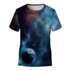 BOTCAM T Shirt 146 Junge Kinder Druck Mädchen Galaxy Lässige Oberteile Kinder Teenager Oberteile T Shirt Jungs Größe M (Blue, 11-12 Years) von BOTCAM