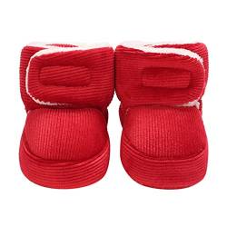 BOTCAM Winterschuhe für und, und Mädchen, Baumwollstiefel, einfarbig, einfaches Design, Hakenschlaufe für Wärme und Komfort Baby Sportschuh Mädchen (Red, 22 Toddler) von BOTCAM