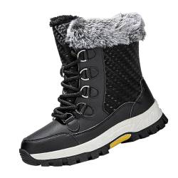 Damen Stiefel Schnee Warme Winterstiefel Lace Up Pelz Stiefeletten Damen Winterschuhe Frauen Schuhe Plateau Boots Gepolstert rutschfeste Winterstiefel Outdoorschuhe Sportlich Damenstiefel von BOTCAM