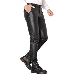 Lederhose Herren Rock Hosen Kariert Lange Retro Goth schlank Herren Hosen Winter Autumn Punk lässige Herrenhose Hosen Herren Leder Schwarz Lederhose Herren Baggy Cargohose Outdoor von BOTCAM