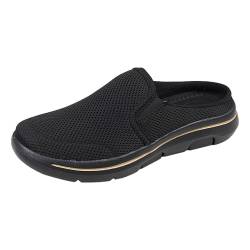 Outdoor Sport Hausschuhe Mit Memory Foam Mesh Atmungsaktiv Strickstoff Hinten Offen Pantoletten Leichte Komfort Bequem Barfußschuhe Komfortable Freizeitschuhe Slipper von BOTCAM