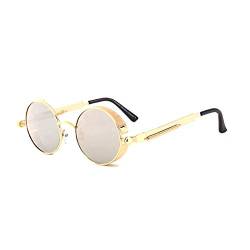 BOUACOUA Steampunk Retro Round Sunglasses Men Women Sonnenbrille Herren von BOUACOUA