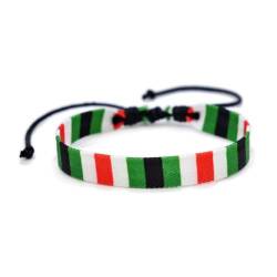 BOWTONG Palästina-Armband, gewebtes Palästina-Armband, Palästinensische Flagge, String-Faden, grün, schwarz, rot, gewebtes Armband, String-Armbänder, von BOWTONG