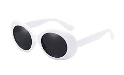 BOZEVON Retro Ovale Sonnenbrille - UV400 Schutzbrillen für Damen & Herren Weiß-Schwarz C1 von BOZEVON
