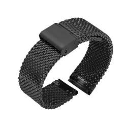 BQAXUREW EDVENA 18mm 20mm 22mm 24mm Armband Schnellverschluss Uhrenarmband Mesh Edelstahlarmband Handgelenk Gürtel Armband Schwarz(Black,22mm) von BQAXUREW