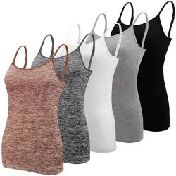 BQTQ Damen-Tanktop, Unterhemd, Spaghettiträger, einfache Trägerhemden, 5 Stück, XX-Large von BQTQ