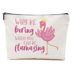 Flamingo-Geschenke, Make-up-Tasche, Flamingo-Vogelliebhaber, Sommer-Kosmetiktasche, Flamingo-Themen-Geschenke, Be Flamazing, 9.6*7.1 inch von BQXH