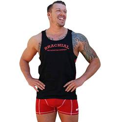 Brachial Herren Tank-Top Since Rot/Schwarz L - Muscle Shirt für Fitness Bodybuilding Workout Gym Kraftsport von BRACHIAL THE LIFESTYLE COMPANY