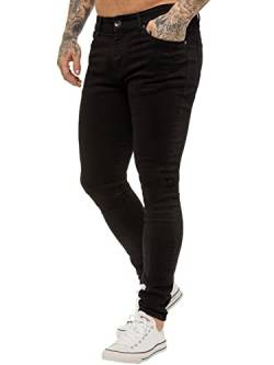 BRAND KRUZE Designer Herren Jeans KZ106 Skinny Slim Fit Casual Super Stretch Denim Hose, Schwarz , 40 W/30 L von BRAND KRUZE