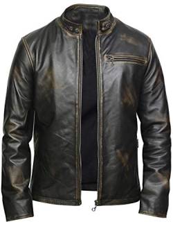 BRANDSLOCK Herren echt Lederjacke Biker Mantelstil Designer Aussehen von BRANDSLOCK