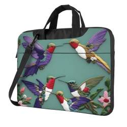 Kolibri Druck Blumenstickerei Computertaschen für Männer und Frauen mit ultradünnem Griff Laptoptasche Computertasche, Schwarz , 13 inch von BREAUX