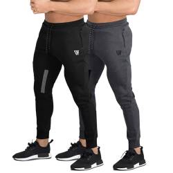 BROKIG Vertex Herren-Jogginghose mit Taschen, 2er-Pack, Schwarz + Dunkelgrau, 31-35 von BROKIG