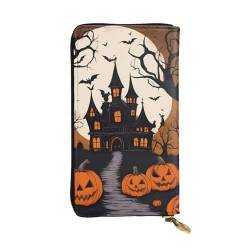 BROLEO Geldbörse aus Leder - Stilvolle und langlebige Geldbörse für Damen mit mehreren Fächern und Reißverschluss-Design Gothic Happy Halloween Bild, Schwarz, Einheitsgröße, Schwarz , Einheitsgröße von BROLEO