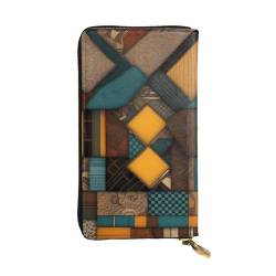 BROLEO Lange Clutch-Geldbörse im afrikanischen Stil mit Patchwork-Aufdruck, Leder, für modische Mädchen und Frauen, langlebig, stilvoll und funktional, Schwarz , Einheitsgröße von BROLEO