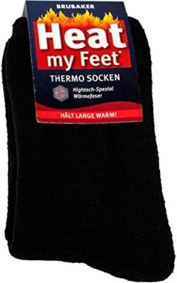 BRUBAKER 2 Paar Heat my Feet Unisex Thermo Socken Schwarz Größe 35-38 von BRUBAKER