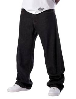 BSAT Schwarz Bronx Baggy Jeans - Y2k Baggy Jeans Für Herren Und Jungen - 100% Baumwolle, Bequeme Y2k Hose - Jeans Herren Baggy - Baggy Hose Herren W28/L28 von BSAT