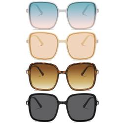 BSITSSS 4 Stück Sonnenbrille Damen Herren Polarisiert Rechteckige Retro Vintage Sonnenbrille UV400 Schutz Sonnenbrillen für Damen Fahren Reisen von BSITSSS