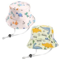 BSITSSS Unisex Sonnenhut Baby Kinder, 2PCS Fischerhut Sommerhut für Mädchen Jungen, Sonnenmütze mit Kinnriemen von BSITSSS