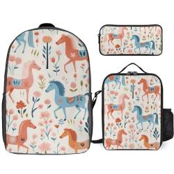 BTCOWZRV Rucksack Federmäppchen und isolierte Lunchtasche Set für Männer Frauen Große Kapazität Reise Laptop Rucksack Casual Daypack mit verstellbaren Riemen Computertasche, Weiß, Einheitsgröße, von BTCOWZRV