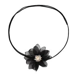 BTGHPI Halskette, elegante Stoff-Blumen-Halskette für Damen und Mädchen, trendiges Blumenhalsband, verstellbares Seil, Schmuck, Accessoire, Geschenk, Stoff von BTGHPI