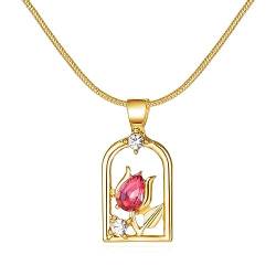 BTGHPI Halskette mit Anhänger, modische Tulpenblumen-Anhänger, einfache Choker-Halskette, süße, elegante Schlüsselbein-Kette, Schmuck, Metall von BTGHPI