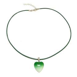 BTGHPI Halskette mit Anhänger, schlichter, bunter Farbverlauf, Herzanhänger, Halskette, modisches Halsband, Halskette, Schlüsselbeinkette, verstellbares Seil, Choker-Schmuck, Acryl-Lederband von BTGHPI