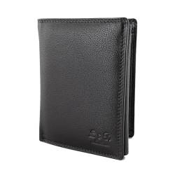 L&B Collection Echt Leder Herren Geldbörse »2338« Hochformat I mit RFID Schutz I Portemonnaie Groß mit Münzfach I 8 Kartenfächer I Geldbeutel für Männer I Brieftasche Wallet Portmonee (Schwarz) von BUFFALO HILL