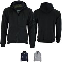 BULLDT Herren Motorrad Hoodie Schutzjacke Hoodie Reißverschluss mit abnehmbarer Protektoren, 64/6XL, Schwarz von BULLDT