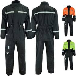 BULLDT Motorrad Regenkombi Regenjacke + Regenhose, 54/XL, Neon Schwarz von BULLDT