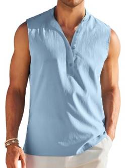 BUNSLOOM Ärmellose Strand Shirts für Männer Sommer Tank Shirts Casual Henley Tank Top von BUNSLOOM