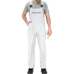 BWOLF Slater Arbeitslatzhose Herren Arbeitslatzhosen Männer Latzhose Herren Arbeitshose Schutz-Latzhose für alle Jahreszeiten S - 4XL (Weiss, M) von BWOLF