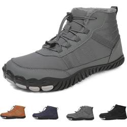 BXCZEDW Hike Footwear Wasserdichte Winter-Barfußschuhe Breiter Zehenbereich Barfuß-Wanderstiefel rutschfeste wasserdichte Sneakers für Damen Herren, grau, 37.5 EU von BXCZEDW