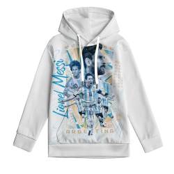 BXLASHJEO Messi Junge Pullover Kinder - Fußball Kleidung Kinder 3D Drucken Mode Kordelzug Mantel - Geschenk Für Sohn Enkel Neffen 9-11Y von BXLASHJEO