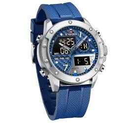 BY BENYAR Herren Multifunktions Sport Wasserdicht Analog-Digital Quarz Uhren Casual Dual Time Super Bright Backlight Mode Militär Armbanduhr für Männer(Blau) von BY BENYAR