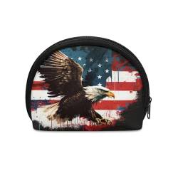 BYCHECAR Mini-Münzgeldbörse mit Reißverschluss, tragbar, kleine Münzbörse, American Flag Eagle, Einheitsgröße, Münztasche von BYCHECAR