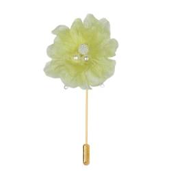 BZSQD 7 * 10CM 20 PCS Gold Satin Blume Anstecknadel Abzeichen & Perle Hängende Blume Corsage Satin Blume/Rose Anstecknadel Brosche Pin Für Frauen Braut von BZSQD