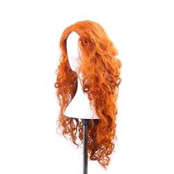 BZSQD 70CM Orange Rot Perücken Für Frauen Lockige Farbe Ful Cosplay Perücke Tägliche Party Haar Perücken Wellenförmige Perücken für Frauen von BZSQD